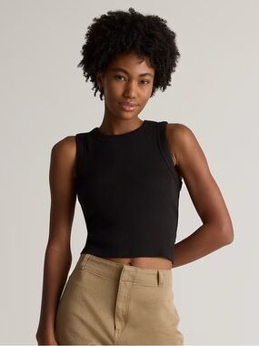 Quince| Organic Cotton Micro-Rib Cropped Cutaway Tank